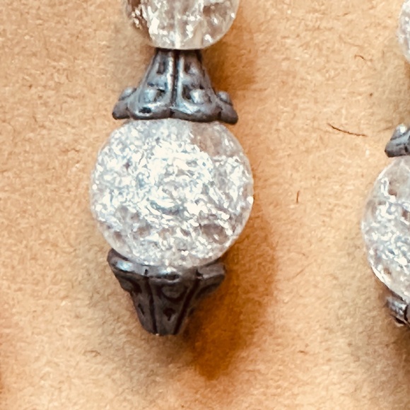 Clear Quartz with Crackle and Metal Dangle Hook Earrings - Picture 6 of 13